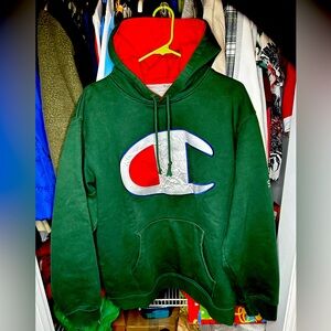 Supreme Champion Satin Logo Hoodie Green